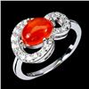 Image 2 : ORANGE FIRE OPAL RING IN 14K WHITE PLATED GOLD OVER 925 STERLING SILVER - SIZE 6