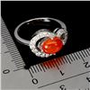 Image 3 : ORANGE FIRE OPAL RING IN 14K WHITE PLATED GOLD OVER 925 STERLING SILVER - SIZE 6