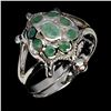 Image 1 : EMERALD TURTLE SHAPED RING IN 14K WHITE PLATED GOLD OVER 925 STERLING SILVER - SIZE 9 - APPRAISED RE