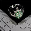 Image 3 : EMERALD TURTLE SHAPED RING IN 14K WHITE PLATED GOLD OVER 925 STERLING SILVER - SIZE 9 - APPRAISED RE