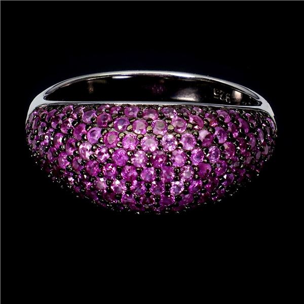 MYANMAR (BURMA) RUBY RING IN 14K WHITE PLATED GOLD OVER 925 STERLING SILVER - SIZE 8 - APPRAISED REP