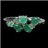 Image 1 : EMERALD RING IN 14K WHITE PLATED GOLD OVER 925 STERLING SILVER - SIZE 8 - APPRAISED REPLACEMENT VALU
