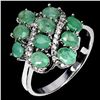 Image 2 : EMERALD RING IN 14K WHITE PLATED GOLD OVER 925 STERLING SILVER - SIZE 8 - APPRAISED REPLACEMENT VALU