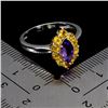 Image 3 : AMETHYST AND CITRINE RING IN 14K WHITE PLATED GOLD OVER 925 STERLING SILVER - SIZE 8 - APPRAISED REP