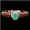 Image 1 : OVAL CUT EMERAL RING IN 14K ROSE PLATED GOLD OVER 925 STERLING SILVER -SIZE 8 APPRAISED REPLACEMENT 