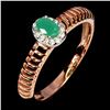 Image 2 : OVAL CUT EMERAL RING IN 14K ROSE PLATED GOLD OVER 925 STERLING SILVER -SIZE 8 APPRAISED REPLACEMENT 