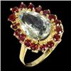Image 2 : BIG PRASIOLITE (GREEN AMETHYST) RING IN 14K WHITE PLATED GOLD OVER 925 STERLING SILVER -SIZE 8 - APP
