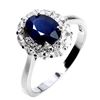 Image 2 : OVAL CUT BLUE SAPPHIRE RING IN 14K WHITE PLATED GOLD OVER 925 STERLING SILVER - SIZE 7.5 - APPRAISED
