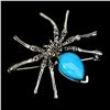 Image 2 : TURQUOISE BROOCH IN 14K WHITE PLATED GOLD OVER 925 STERLING SILVER - APPRAISED REPLACEMENT VALUE