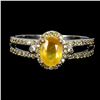 Image 1 : YELLOW SAPPHIRE RING IN 14K WHITE PLATED GOLD OVER 925 STERLING SILVER - SIZE 8 - APPRAISED REPLACEM