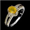 Image 2 : YELLOW SAPPHIRE RING IN 14K WHITE PLATED GOLD OVER 925 STERLING SILVER - SIZE 8 - APPRAISED REPLACEM