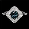 Image 1 : LONDON BLUE TOPAZ RING IN 14K WHITE PLATED GOLD OVER 925 STERLING SILVER - SIZE 8 - APPRAISED REPLAC