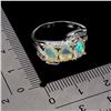 Image 3 : FIRE OPAL RING IN 14K WHITE PLATED GOLD OVER 925 STERLING SILVER -SIZE 7 - APPRAISED REPLACEMENT VAL