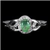 Image 1 : EMERALD RING IN 14K WHITE PLATED GOLD OVER 925 STERLING SILVER - SIZE 8 - APPRAISED REPLACEMENT VALU