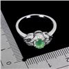 Image 2 : EMERALD RING IN 14K WHITE PLATED GOLD OVER 925 STERLING SILVER - SIZE 8 - APPRAISED REPLACEMENT VALU
