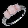 Image 2 : PINK OPAL RING IN 14K WHITE PLATED GOLD OVER 925 STERLING SILVER - SIZE 6 - APPRAISED REPLACEMENT VA