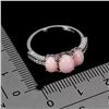 Image 3 : PINK OPAL RING IN 14K WHITE PLATED GOLD OVER 925 STERLING SILVER - SIZE 6 - APPRAISED REPLACEMENT VA