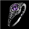 Image 2 : AMETHYST AND BLACK SPINEL RING IN 14K WHITE PLATED GOLD OVER 925 STERLING SILVER - - SIZE 8 - APPRAI