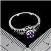 Image 3 : AMETHYST AND BLACK SPINEL RING IN 14K WHITE PLATED GOLD OVER 925 STERLING SILVER - - SIZE 8 - APPRAI