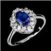 Image 2 : BLUE SAPPHIRE RING IN 14K WHITE PLATED GOLD OVER 925 STERLING SILVER - SIZE 8 - APPRAISED REPLACEMEN