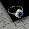 Image 3 : BLUE SAPPHIRE RING IN 14K WHITE PLATED GOLD OVER 925 STERLING SILVER - SIZE 8 - APPRAISED REPLACEMEN