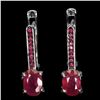 Image 1 : RUBY EARRINGS IN 14K WHITE PLATED GOLD OVER 925 STERLING SILVER - APPRAISED REPLACEMENT VALUE