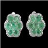 Image 1 : EMERALD EAERRINGS IN 14K WHITE PLATED GOLD OVER 925 STERLING SILVER - APPRAISED REPLACEMENT VALUE