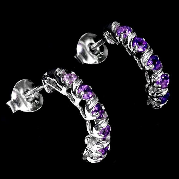 AMETHYST EARRINGS IN 14K WHITE PLATED GOLD OVER 925 STERLING SILVER - APPRAISED REPLACEMENT VALUE