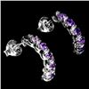 Image 1 : AMETHYST EARRINGS IN 14K WHITE PLATED GOLD OVER 925 STERLING SILVER - APPRAISED REPLACEMENT VALUE
