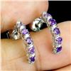 Image 2 : AMETHYST EARRINGS IN 14K WHITE PLATED GOLD OVER 925 STERLING SILVER - APPRAISED REPLACEMENT VALUE