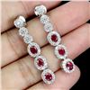 Image 1 : RUBY EARRINGS IN 14K WHITE PLATED GOLD OVER 925 STERLING SILVER - APPRAISED REPLACEMENT VALUE