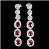 Image 2 : RUBY EARRINGS IN 14K WHITE PLATED GOLD OVER 925 STERLING SILVER - APPRAISED REPLACEMENT VALUE