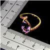 Image 3 : AMETHYST AND RUBY RING IN 14K YELLOW PLATED GOLD OVER 925 STERLING SILVER -SIZE 7 - APPRAISED REPLAC