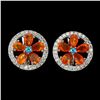 Image 1 : ORANGE FIRE OPAL AND TOPAZ EARRINGS IN 14K WHITE PLATED GOLD OVER 925 STERLING SILVER - APPRAISED RE