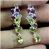 Image 2 : PERIDOT, AMETHYST, TANZANITE AND GARNET EARRINGS IN 14K WHITE PLATED GOLD OVER 925 STERLING SILVER -