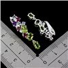 Image 3 : PERIDOT, AMETHYST, TANZANITE AND GARNET EARRINGS IN 14K WHITE PLATED GOLD OVER 925 STERLING SILVER -