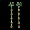 Image 2 : EMERALD AND RUBY EARRINGS IN 14K YELLOW PLATED GOLD OVER 925 STERLING SILVER - APPRAISED REPLACEMENT