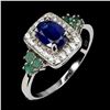 Image 2 : BLUE SAPPHIRE AND EMERALD RING IN 14K WHITE PLATED GOLD OVER 925 STERLING SILVER - SIZE 7 - APPRAISE