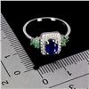 Image 3 : BLUE SAPPHIRE AND EMERALD RING IN 14K WHITE PLATED GOLD OVER 925 STERLING SILVER - SIZE 7 - APPRAISE