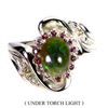 Image 1 : BLACK OPAL AND SAPPHIRE RING IN 14K WHITE PLATED GOLD OVER 925 STERLING SILVER - SIZE 7 - APPRAISED 