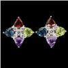 Image 1 : TRILLIANT CUT AMETHYST, PERIDOT, GARNET ANF TOPAZ EARRINGS IN 14K WHITE PLATED GOLD OVER 925 STERLIN