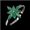 Image 2 : MARQUISE CUT EMERALD RING IN 14K WHITE PLATED GOLD OVER 925 STERLING SILVER - SIZE 8 - APPRAISED REP