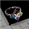 Image 3 : TRILLIANT CUT AMETHYST, PERIDOT, GARNET ANF TOPAZ RING IN 14K WHITE PLATED GOLD OVER 925 STERLING SI