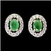 Image 1 : EMERALD EARRINGS IN 14K WHITE PLATED GOLD OVER 925 STERLING SILVER - APPRAISED REPLACEMENT VALUE