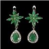 Image 1 : EMERALD EARRINGS IN 14K WHITE PLATED GOLD OVER 925 STERLING SILVER - APPRAISED REPLACEMENT VALUE