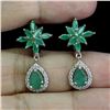 Image 2 : EMERALD EARRINGS IN 14K WHITE PLATED GOLD OVER 925 STERLING SILVER - APPRAISED REPLACEMENT VALUE