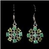 Image 1 : EMERALD AND PERIDOT EARRINGS IN 14K WHITE PLATED GOLD OVER 925 STERLING SILVER - APPRAISED REPLACEME