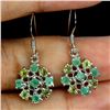 Image 2 : EMERALD AND PERIDOT EARRINGS IN 14K WHITE PLATED GOLD OVER 925 STERLING SILVER - APPRAISED REPLACEME
