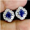 Image 2 : BLUE SAPPHIRE EARRINGS IN 14K WHITE PLATED GOLD OVER 925 STERLING SILVER - APPRAISED REPLACEMENT VAL