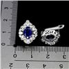 Image 3 : BLUE SAPPHIRE EARRINGS IN 14K WHITE PLATED GOLD OVER 925 STERLING SILVER - APPRAISED REPLACEMENT VAL